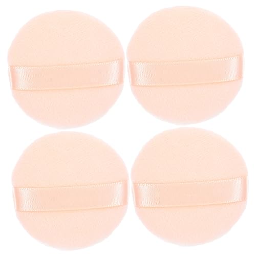 WOFASHPURET 4Pcs Non Fluorescent Round Powder Puff Cosmetic for Smooth Foundation Application Gentle Skin for Salon Travel Use