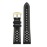 18mm 19mm 20mm 21mm 22mm uomo compatibile con Omega Rolex TUDOR CASIO cinturino in pelle morbida retrò traspirante cinturino in pelle di vacchetta italiana(Black Gold,21mm)