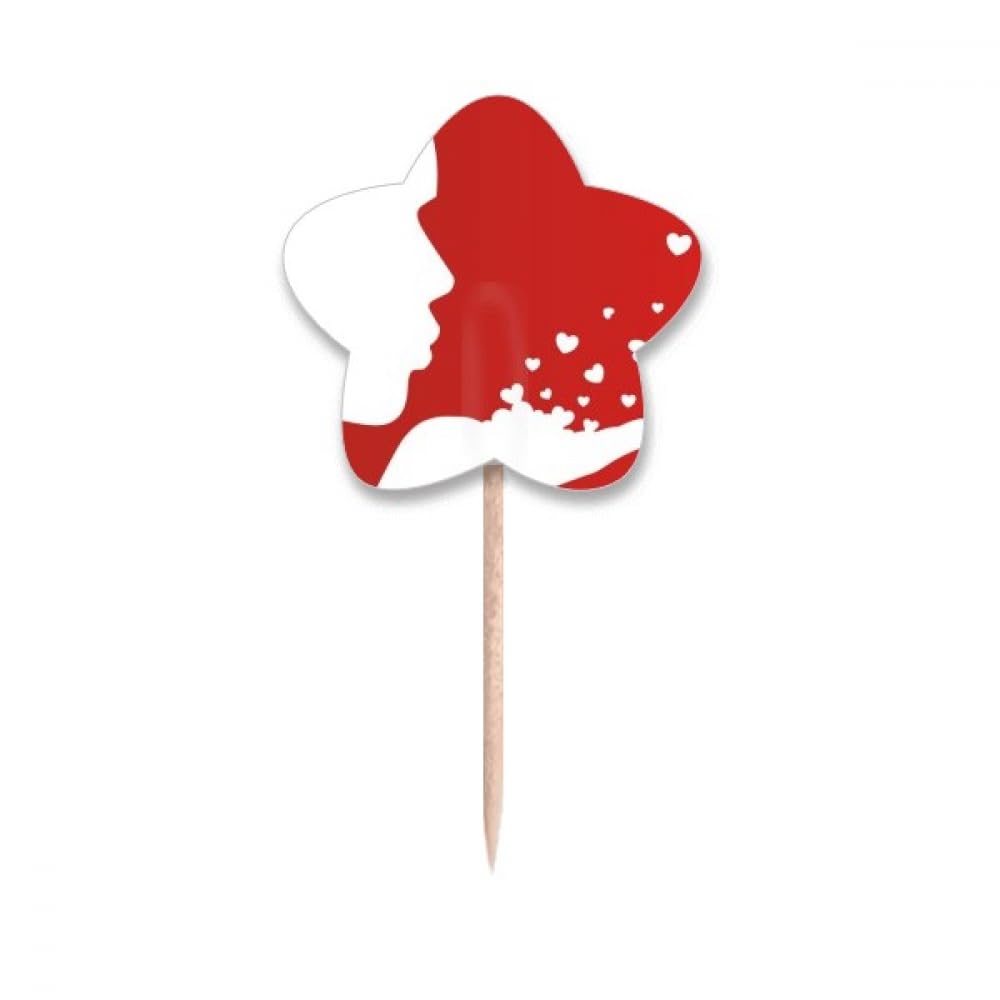 Cure-dents blanc pour la Saint-Valentin au motif étoiles élégant et festif