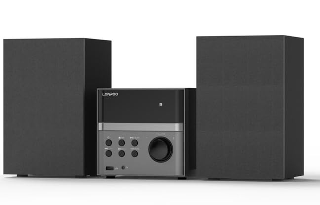 Home CD Stereo System with CD Player, Bluetooth/FM Radio, USB/AUX Input, Remote Control (LP-128B)