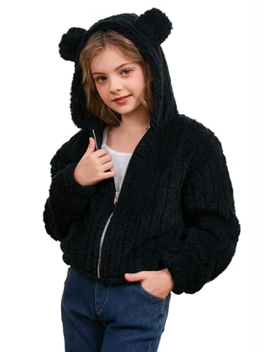 SOLY HUX Girl's Fleece Teddy Jacket Sherpa Zip Up Hoodie Kids Fuzzy Fall Winter Coat Outerwear Jackets