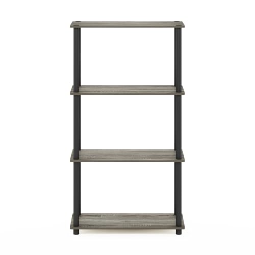 Furinno Turn-N-Tube Storage Shelves, 4-Tier Book Shelf, Corner Shelf, Toolless Open Shelves, for Organization and Storage, Living Room, Bedroom, Entryway, Laundry, Grey Oak - image 9
