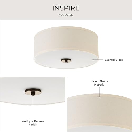 Image of Progress Lighting P3713-20 Inspire Two-Light Flush Mount, Antique Bronze, 5.50x13.00x13.00