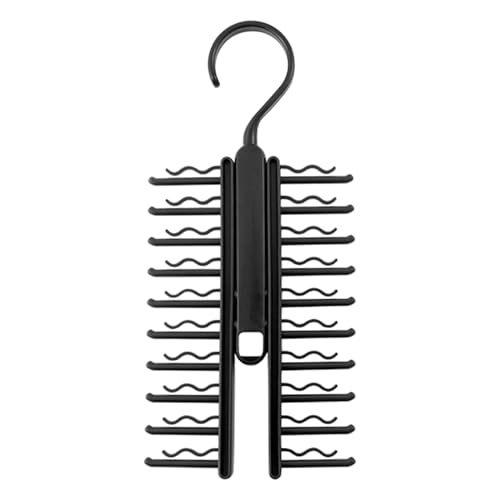Tie Rack Anti-Slip Tie Hanger 360° Rotating Tie Holders Organizer Belt Hanging Groove for Wardrobe Organization (COLOUR:Black)