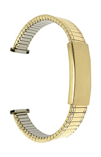 Bandini Gold Tone Womens 12mm Stainless Steel Stretch Metal Replacement Expansion Watch Band, Ladies Metal Stretch Strap - Compatible with Traditional and Smart Watches, Adjustable Length