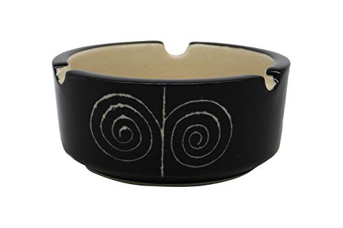 Image of HS HINDUSTANI SAUDAGAR Midnight Spiral ceramic ashtray set of 1 handmade easy to clean smoke ash holder for home office bar cafe restaurant hotel & tabletop indoor gift for men women & bachelors