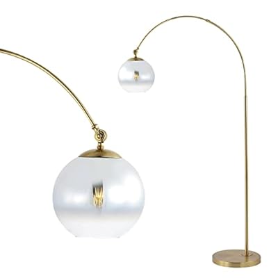 JONATHAN Y JYL3089A Nora 71" Coastal Vintage Iron LED Floor Lamp Modern Contemporary Standing Reading Lamp for Bedroom Living Room Office LED Bulb Included, Brass Gold/White