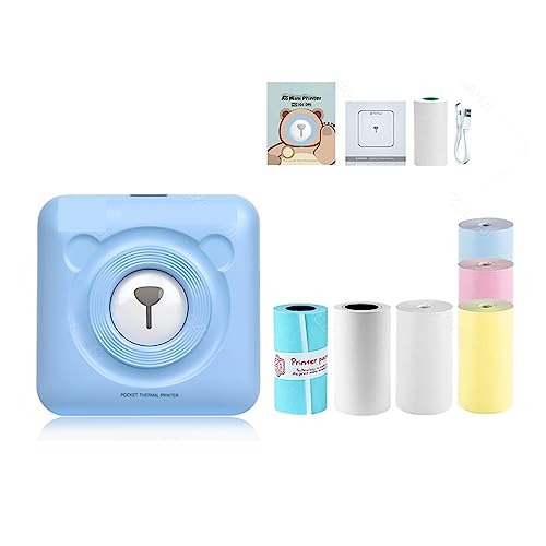 Image of Red Portable Thermal Photo Printer Wireless Mini Pocket Pictures Label Sticker Printing 58mm(304 Blue Add 6rolls)