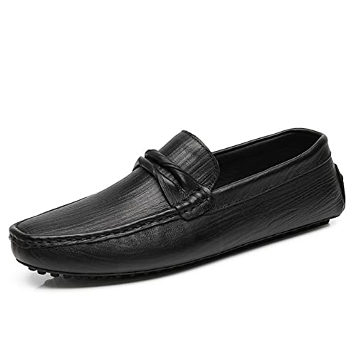 Mocasines negros cómodos de puntera redonda para pies descansados
