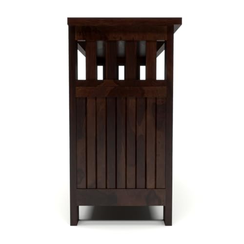 Image of Solid Sheesham Wood TV Unit Cabinet with Carved Doors | Wooden Entertainment Unit for Living Room | Multipurpose Sideboard for TV, Decor & Home Organization (Walnut Finish)