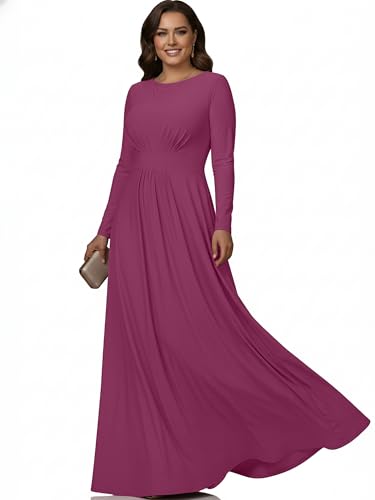 Image of KOH KOH Womens Long Sleeve Flowy Modest Elegant Evening Maxi Dress Gown
