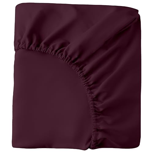 Image of HBHLFZ Crib Sheets for Boys, Girls, 28x52 Inch Fitted Crib Sheet - 8 Inch Deep Pocketed Fixed Sheet - Soft and Comfortable Microfibre - Fits Standard cot and Toddler mattresses, Burgundy