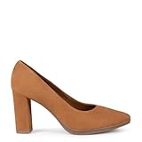 Zapatos cómodos Mujer tacón Alto Piel Ante, Camel, EU 36