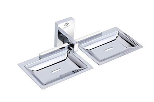 Image of USF Premium Soap Holder for Bathroom, 304 Grade Stainless Steel Double Soap Dish, Wall Mounted & Modern Utility Structure, Chrome Finish, 25 Years Warranty, Pack of 1 - Orizon