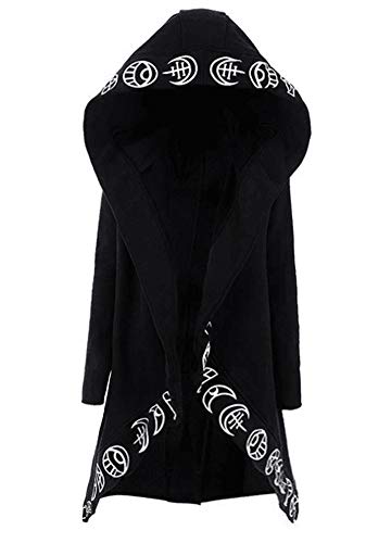 Moochy Mulheres Gótico Chique Com Capuz Camisola Plus Size Algodão Solto Lua Simples Imprimir Punk M