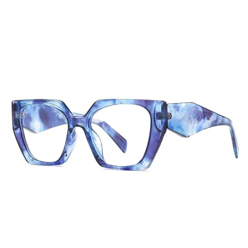 Lunettes de soleil carrées irrégulières mode monture épaisse claire bleu clair pour dame