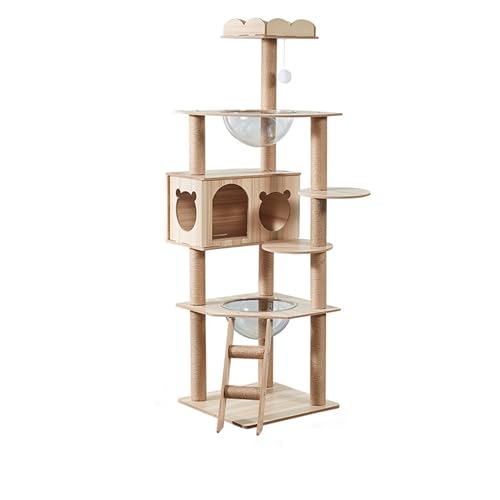 猫タワー キャットタワー 猫ベッド休憩所 多機能キャットタワー 木製猫家具 猫のジャンプ台 展望台 360°透明宇宙船 多頭飼い 転倒防止ベルト付き 安定 頑丈 組立簡単 清掃が容易で 多くの工程があります 省スペース 簡単に登れる 多機能ペット用品(50
