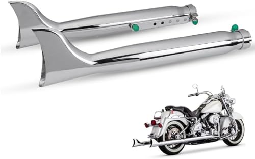 バイクマフラーフィッシュテール汎用サイレンサースリップオンスリップオンマフラーサイレンサー付き差込内径35-45mm4サイズインタ?フェ?ス全長560mmスライディングブラケット付きオートバイ排気パイプ改装ステンレス鋼右 (左右セット)