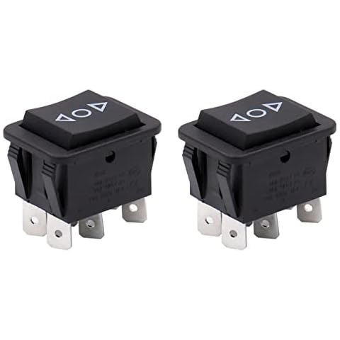 Heschen Rocker Switch 16A 250VAC ON-OFF-ON Momentary DPDT 6 Terminals Black 2Pack Cover