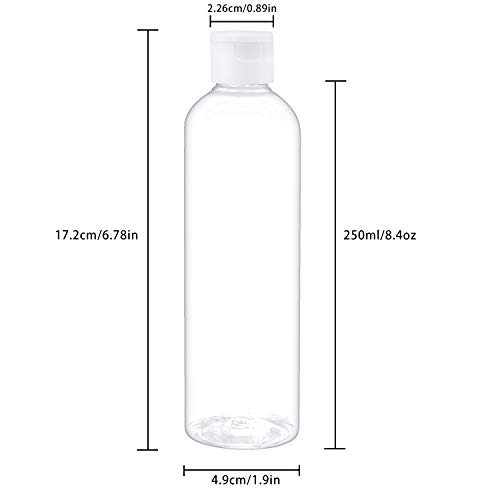 Trendbox 8Oz/250Ml Clear Bottles With Flip Cap Lid Bpa-Free Travel Containers For Shampoos,Lotions And Massage Oils - 5 Pack #TOP1