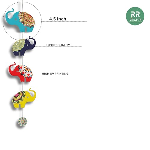 Elephant Hangings for Decoration, Pack of 2 Garlands/Strings for Wedding, Haldi, Event, Decoration Backdrop, Multi Color Hangings 4Ft Each, 134.1 Centimeters…