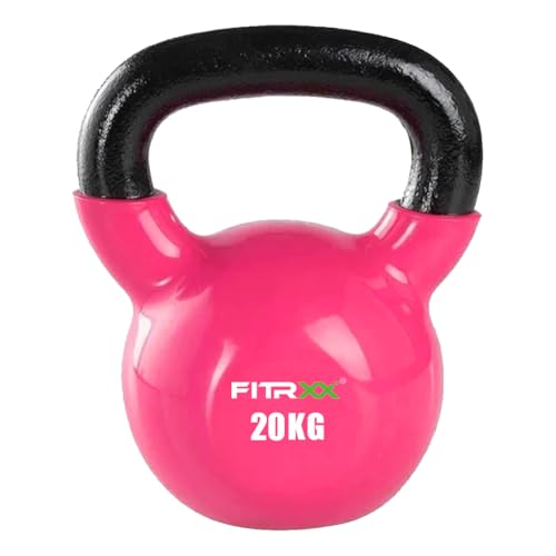 FITRXX Coated Solid Kettlebell 20 Kilograms (Pink) | Home Gym Equipment | Professional Gym Kettle Bells | Exercise Equipment | Workout Gear for Men and Women | Heavy Lifting| Strength Training