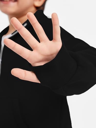 Haloumoning Boys Thumb Hole Sweatshirts Half Zipper Long Sleeve Fleece Pullover with Pockets 5-14 Years3