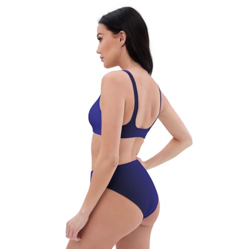 Bikini taille haute dégradé bleu effet ventre plat