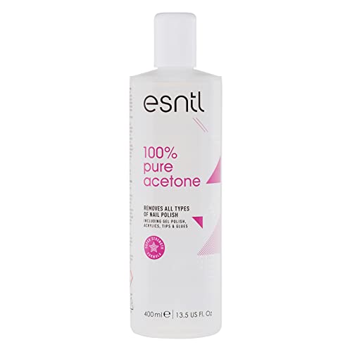 ESNTL 100% Pure Acetone Nail Polish Remover | 400ml | Super Strength Formula | Removes Gel Acrylics Tips and Glues | Trusted by UK Beauty Salons (400ml)