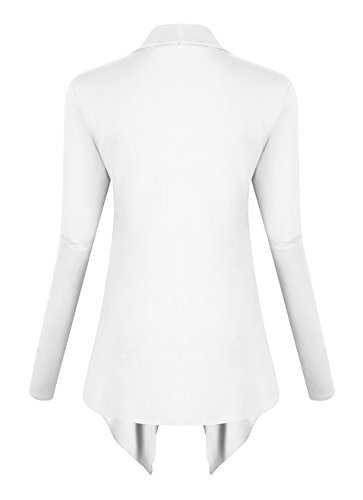 Urban CoCo Women's Drape Front Open Cardigan Long Sleeve Irregular Hem (2XL, White)