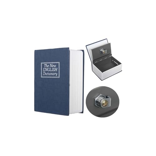Kitap Görünümlü Gizli Kasa Şifreli Kilitli Mini Para Kasası 11.5 cm; Sözlük Tasarımlı Gizli Saklama Kutusu, Nakit Para Takı Değerli Eşya Güvenliği, Lacivert