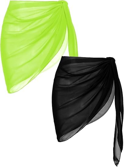 Paréo femme fluide jupe de plage transparente lot de 2 L