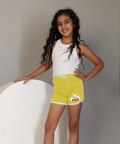 Image of KYDA KIDS Girls 100% Pure Cotton Printed Shorts | Regular Fit Soft Breathable Summer Wear | Multicolor Kids Shorts (Pack of 3)
