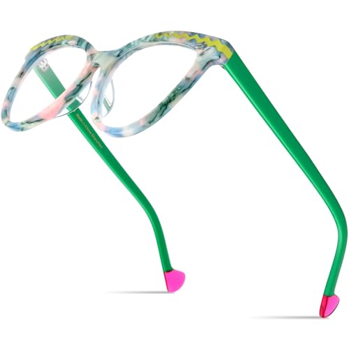 Image of HEPIDEM Multicolor Acetate Glasses Frame Women Cat Eye Eyeglasses Men Optical Spectacles 9291