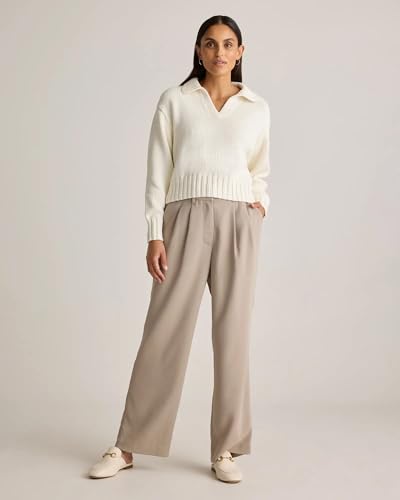 Image of Elendra Cotton Blend Wide Leg Pants for Women | HIGH Waist Formal Baggy Pants