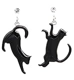 miwaki ピアス チタンポスト 猫 桜 モチーフ エポ エナメル レディース アクセサリー 日本製 金属アレルギー対応 acc22 のび 黒 P