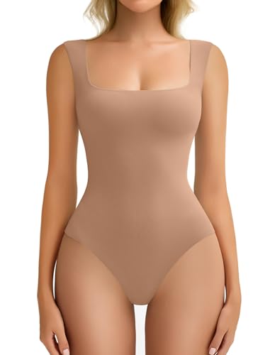 Image of Avidlove Bodysuits for Women Square Neck Body Suit Double Lined Tank Top Bodysuit Soft