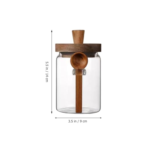Bote de cristal de 550ml con tapa de madera Garneck para café 3