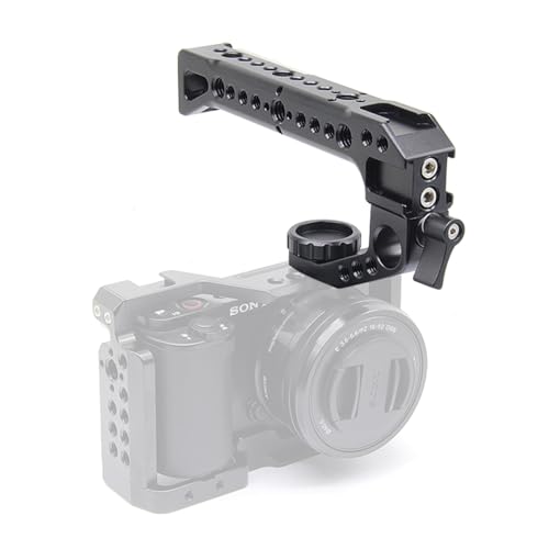 Image of Universal ARRI Rosette Camera Cage Handle - CNC Aluminum Top Handle with 1 /4 inch Threads & NATO Rails (YHP-04A)