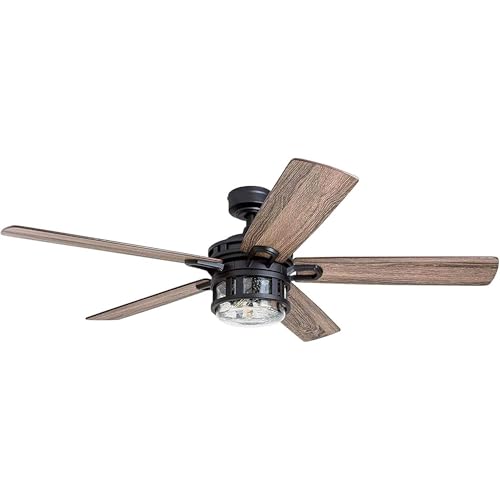 Image of Honeywell Bonterra 52 Inch Ceiling Fan with LED Light and Remote Control, 5 Blades, Modern Fan for Rooms Over 400 Sq Ft, Matte Black