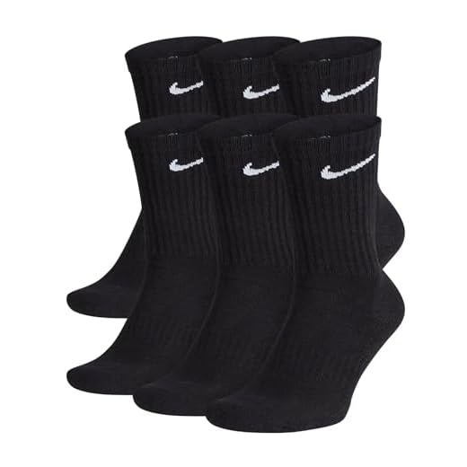 NIKE Unisex Performance Cushion Crew Socks with Band (6 Pairs), Black/White, Large