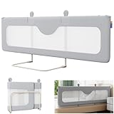 SFUN 折り畳み式ベッドガード ベッドフェンス ハイタイプ 差し込み式 洗える 転落防止 落下防止 布団ズレ防止 幼児用 出産祝い (メッシュ, 1.8m)