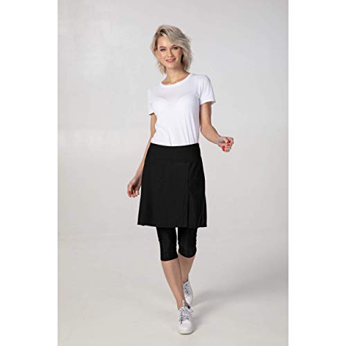 GoModest Women's Active Workout Skirt + Leggings | Athletic Sports & Swim Skort (Black, 2X)