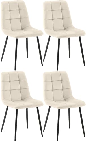 CLP Esszimmerstühle 4er Set Samt Asti, Bequeme Küchenstühle gepolstert, Polsterstühle Esszimmer mit Rückenlehne, bis 150 kg belastbar,...