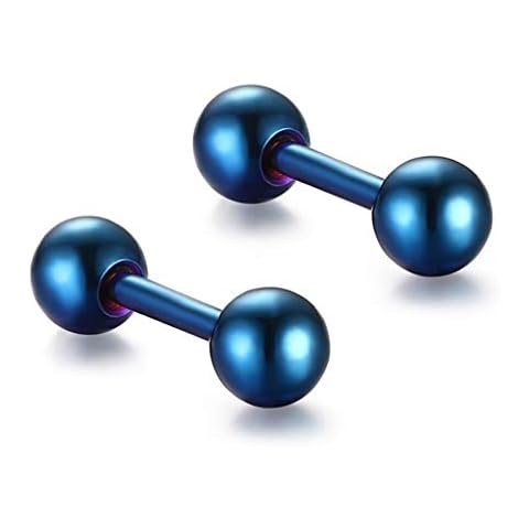 Toporchid Stainless Steel 4Mm Round Ball Ear Stud Earrings Tragus Helix Cartilage Piercing Jewelry(blue) Cover