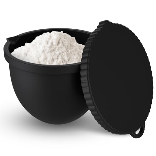 Silikoneinsatz mit Deckel– kompatibel mit KitchenAid/Kitchen Aid Schüssel/Rührschüssel 4,8 L (5 Qt), Schwarz, Rührschüssel mit Deckel, Teigschüssel-Einlage,Schüssel-Einsatz (Liner)