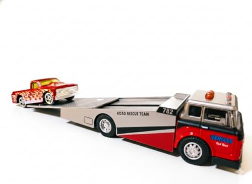 Image of Toy Transport Truck with Rescue Car for Toddlers | Friction Powered Car Carrier Truck Toy, Kids Vehicle Playset for Boys & Girls Ages 3+(Multicolor)