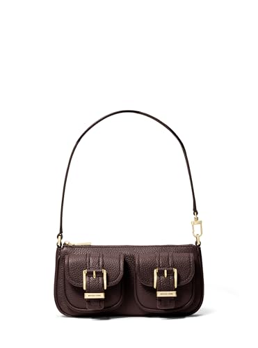 Pochette Michael Kors Zoe en cuir de luxe chocolat avec finitions dorées