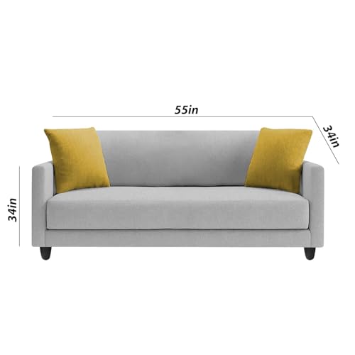 Image of Casaliving Dominic 2 Seater Sofa Set for Living Room (Grey Fabric) Premium Fabric Sofa