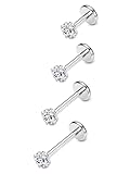 ORAZIO 4 Pcs 18G Stainless Steel Nose Piercing Lip Rings Studs Ear Piercings 6-12mm